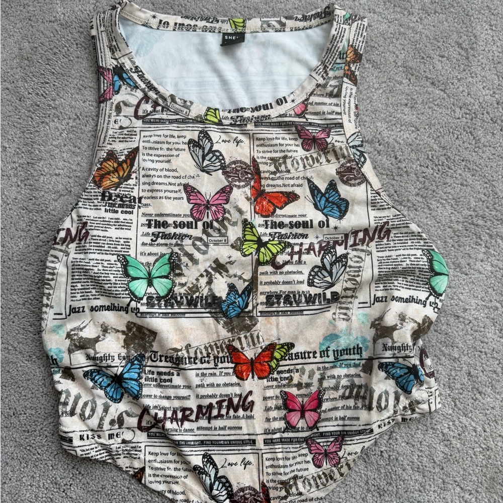 SHEIN Kids Bodysuit with Colorful Butterfly Print